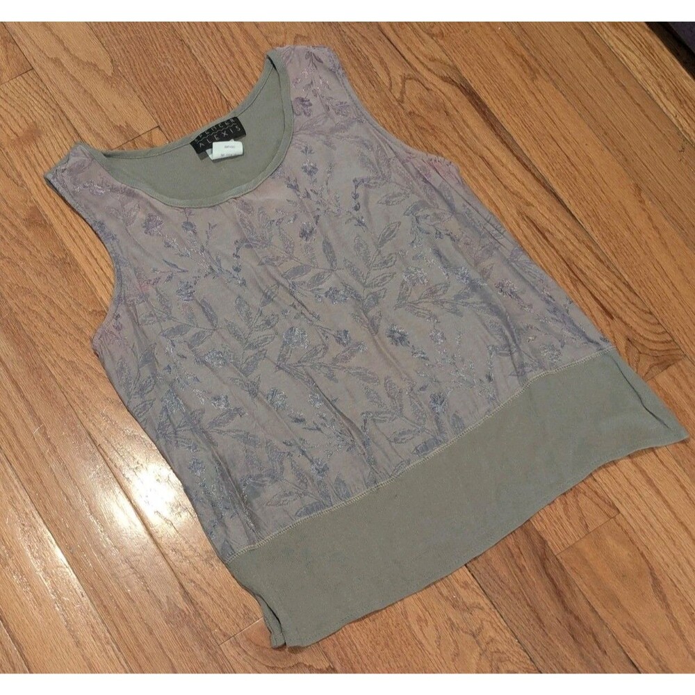 VTG Spencer Alexis Beige Floral Embroidered Tank Top Size 16 Old‎ Money